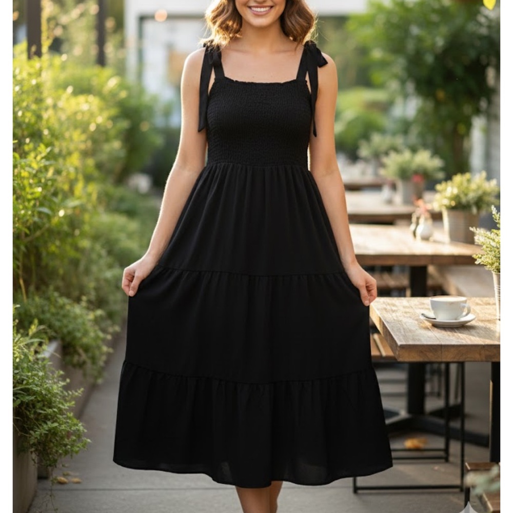 Elegant Black Midi Dress